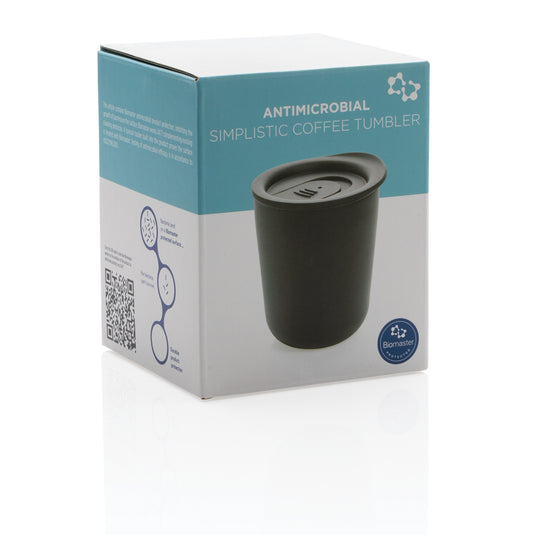 Simplistic antimicrobial coffee tumbler from XD Collection, sleek drinkware with a minimalist design and stainless steel finish.