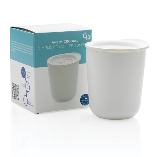 Simplistic antimicrobial coffee tumbler from XD Collection with a sleek design and secure lid, ideal for hot beverages on the go.