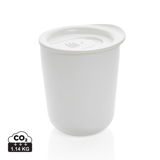 Simplistic antimicrobial coffee tumbler from XD Collection, stainless steel drinkware with a sleek design and secure lid.
