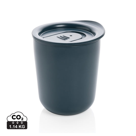 Simplistic antimicrobial coffee tumbler from XD Collection, durable drinkware with a sleek design and lid for on-the-go use.