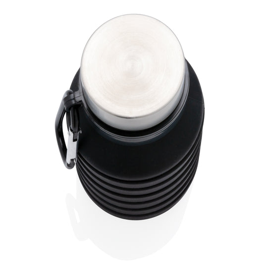 Leakproof collapsible silicone bottle with lid - Custom Wood Designs