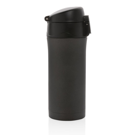 Metallic XD Collection easy lock vacuum mug with secure lid, insulated drinkware for hot and cold beverages.