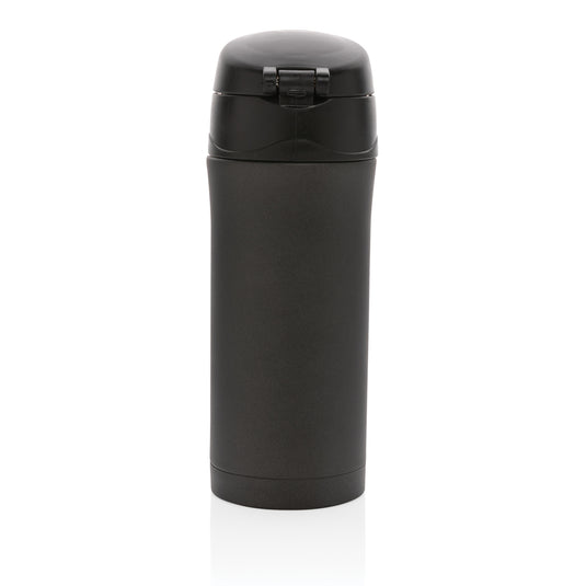 Metallic XD Collection Easy Lock Vacuum Mug for hot and cold drinks, with a sleek design and secure lid.