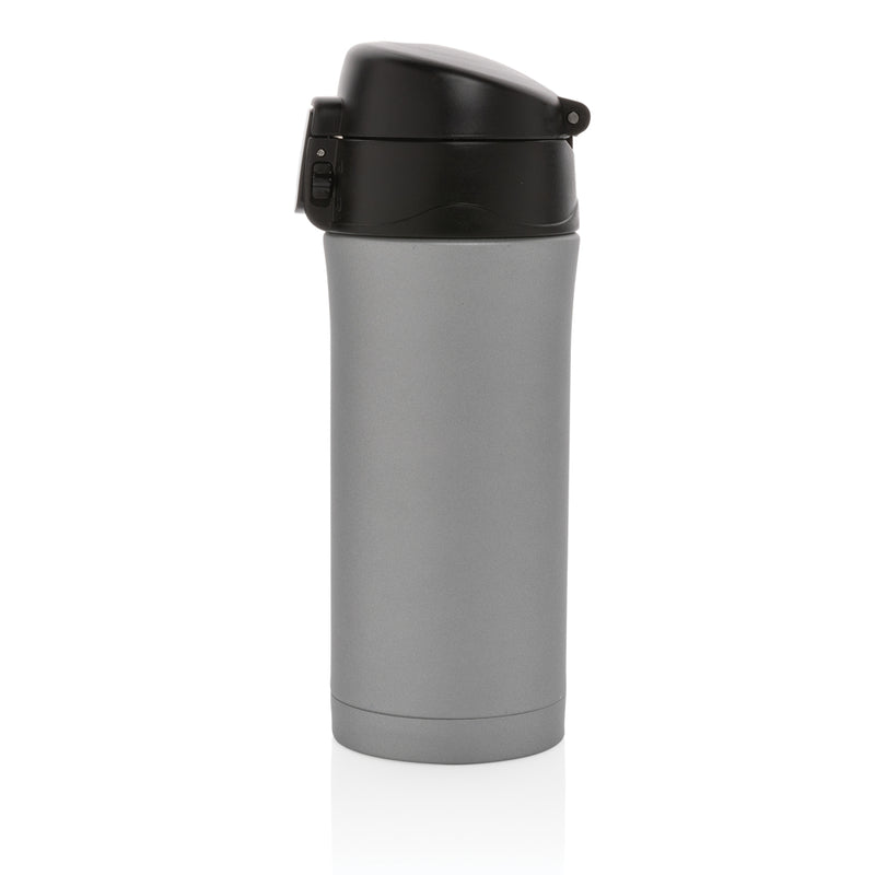 Load image into Gallery viewer, Metallic Easy Lock vacuum mug from XD Collection, a durable drinkware with a secure locking lid and sleek metallic finish.
