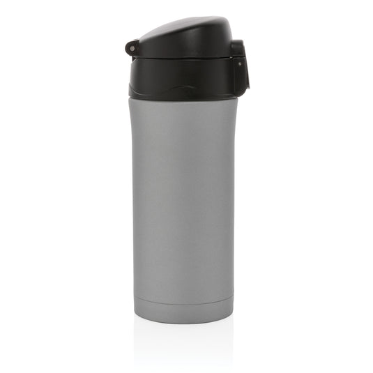 Metallic XD Collection easy lock vacuum mug for hot and cold beverages, featuring a sleek design and secure lid.