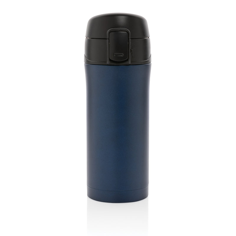 Load image into Gallery viewer, Metallic easy lock vacuum mug by XD Collection, a sleek drinkware item with a secure locking lid and stainless steel finish.
