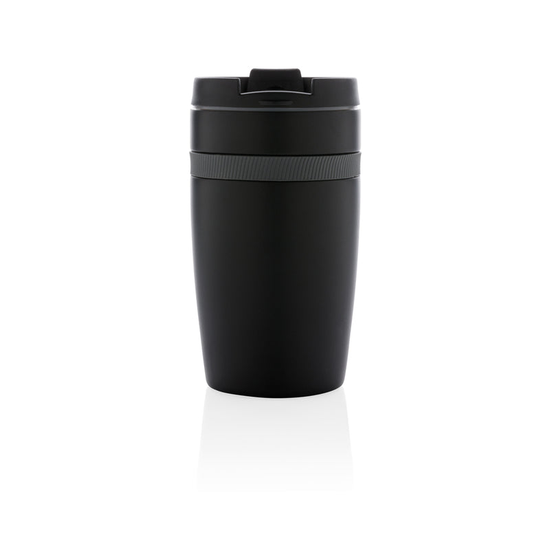 Load image into Gallery viewer, XD Xclusive Sierra leak-proof vacuum coffee tumbler in stainless steel, showcasing its sleek design and secure lid for hot beverages.
