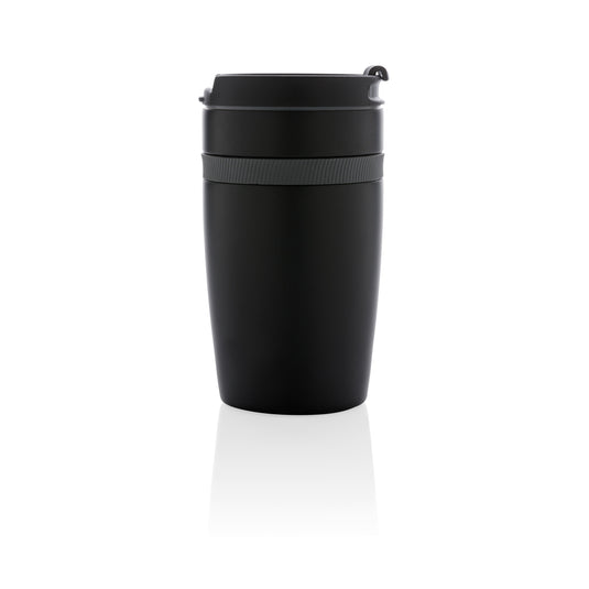 XD Xclusive Sierra leak-proof vacuum coffee tumbler, insulated drinkware with a sleek design and secure lid for hot and cold beverages.