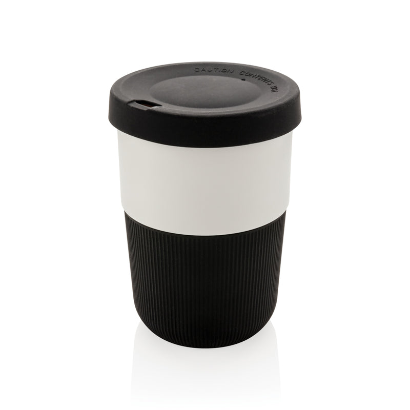 Load image into Gallery viewer, XD Collection PLA coffee to go cup, 380ml, reusable drinkware with a green lid and clear body, suitable for hot beverages.
