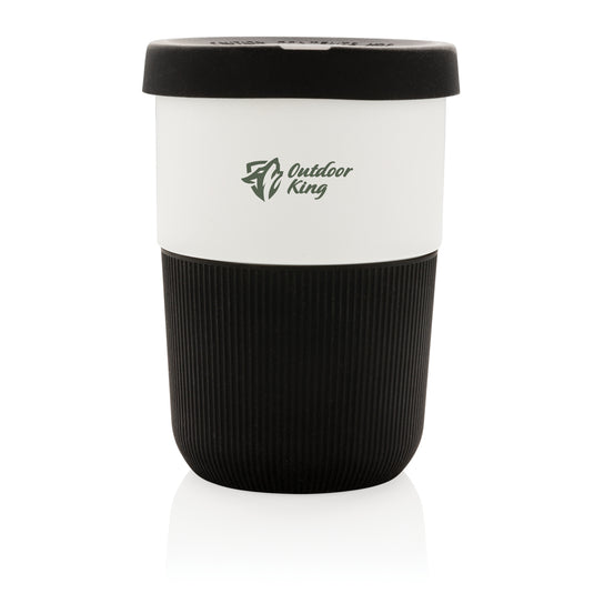 XD Collection 380ml PLA coffee to go cup, eco-friendly drinkware with a lid, ideal for hot or cold beverages.