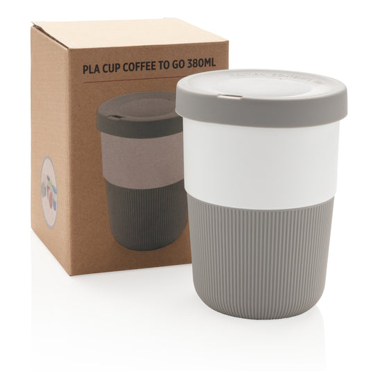 XD Collection PLA coffee to go cup, 380ml drinkware with lid, eco-friendly disposable cup for hot beverages.