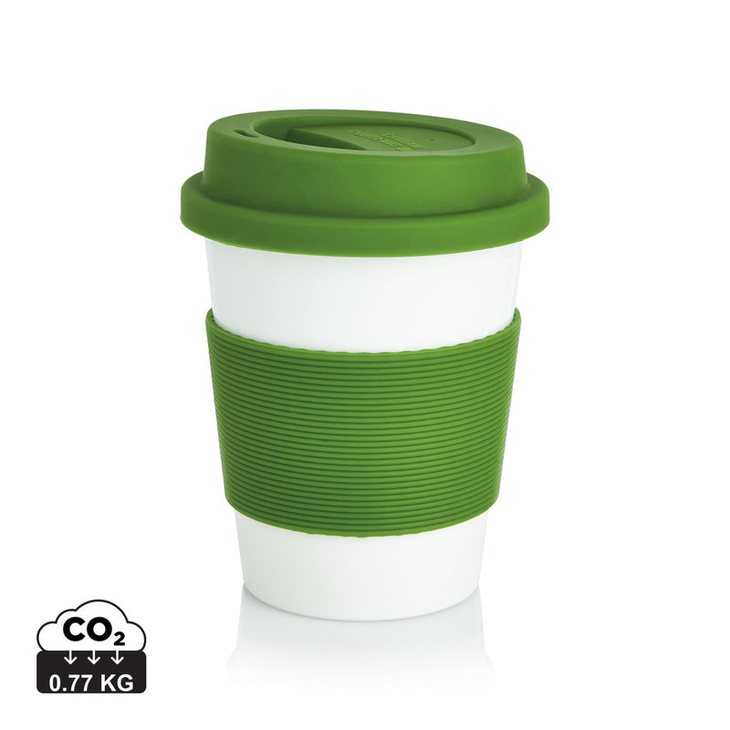 Load image into Gallery viewer, Pink PLA coffee cup from XD Collection, eco-friendly drinkware with a smooth finish and ergonomic design.
