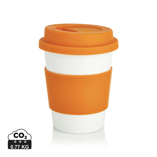 XD Collection PLA coffee cup, eco-friendly drinkware with a smooth, biodegradable surface and a classic cylindrical shape.