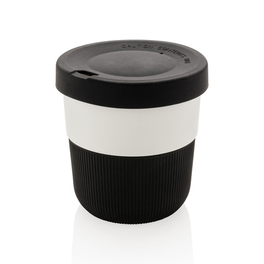 XD Collection PLA coffee to go cup, eco-friendly drinkware with a secure lid, designed for hot beverages on the go.