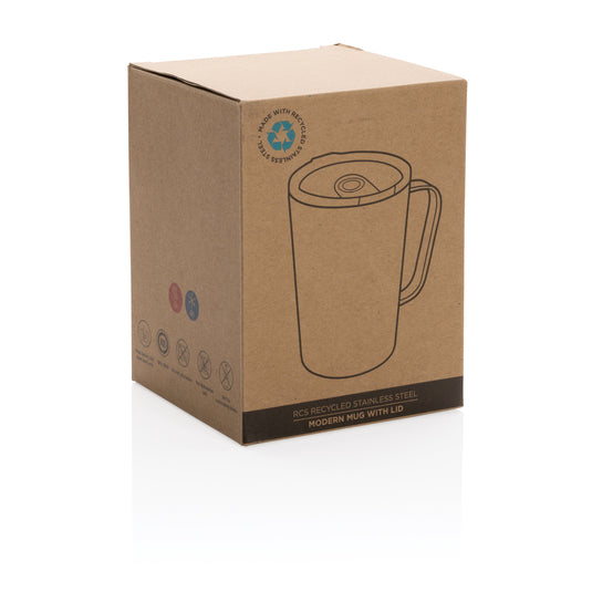 RCS Recycled stainless steel modern vacuum mug with lid - Custom Wood Designs
