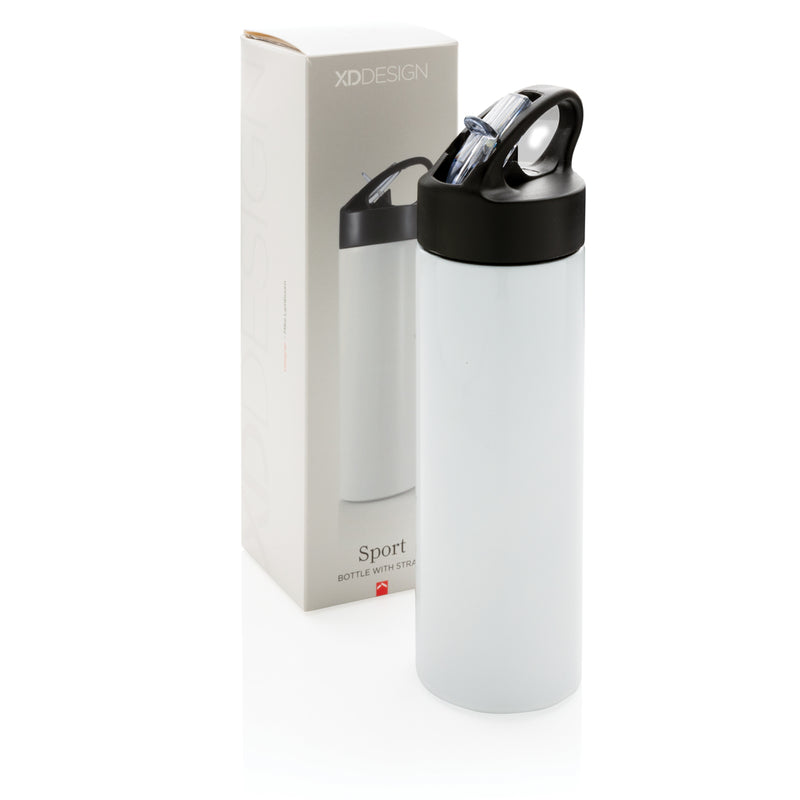 Load image into Gallery viewer, XD Xclusive sport bottle with straw, reusable drinkware with a secure lid and flexible straw for hydration during activities.
