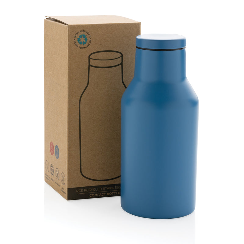 Load image into Gallery viewer, Recycled stainless steel compact bottle from XD Collection, eco-friendly drinkware with sleek design and durable construction.
