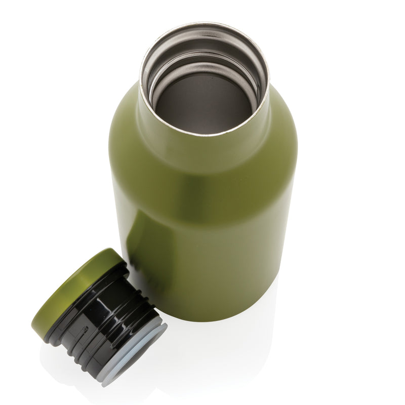 Load image into Gallery viewer, Recycled stainless steel compact water bottle from XD Collection, durable drinkware with sleek design and eco-friendly features.
