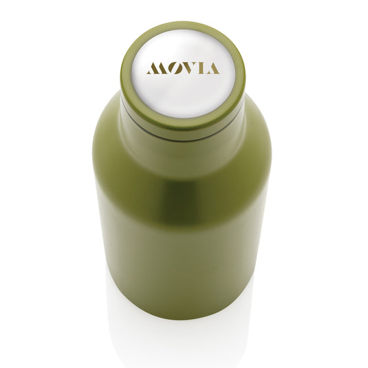 Recycled stainless steel compact bottle from XD Collection, eco-friendly drinkware with a sleek, durable design.