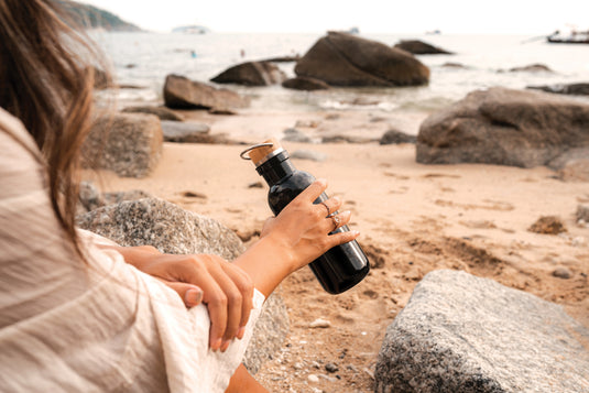 RCS RPET bottle with bamboo lid and handle - Custom Wood Designs