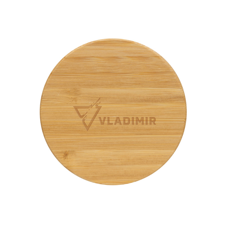 Load image into Gallery viewer, Reusable GRS certified recycled PP mug with bamboo lid from XD Collection, eco-friendly drinkware for hot and cold beverages.
