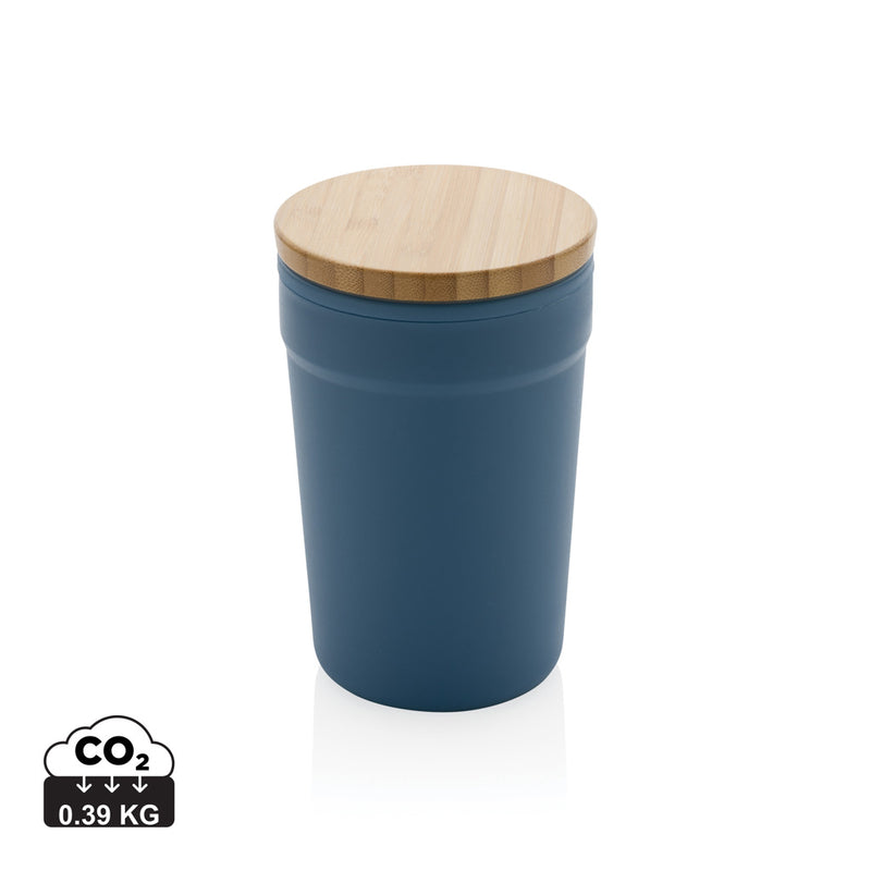 Load image into Gallery viewer, Recycled PP mug with bamboo lid from XD Collection, eco-friendly drinkware with a sleek design and natural bamboo top.
