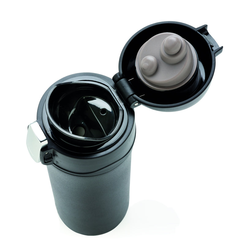 Load image into Gallery viewer, Swiss Peak Elite copper vacuum mug shown with stainless steel body, spill-proof lid, and sleek design for hot and cold beverages.
