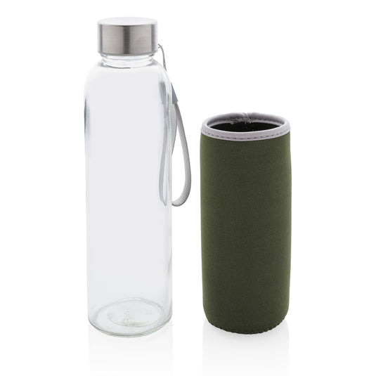 Glass bottle with neoprene sleeve - Custom Wood Designs
