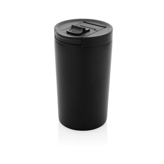 XD Collection RCS RSS double wall vacuum leakproof lock mug for hot and cold drinks, shown with secure lid and sleek design.