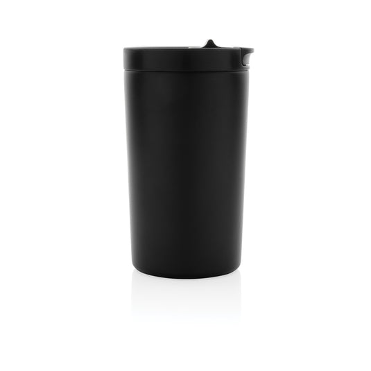 XD Collection RCS RSS double wall vacuum leakproof lock mug, black stainless steel drinkware with secure lid and double-wall insulation.