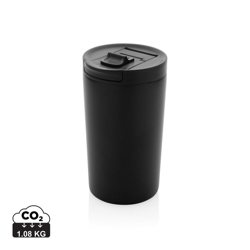 Load image into Gallery viewer, XD Collection RCS RSS double wall vacuum leakproof lock mug in black with a secure lid and sleek drinkware design.
