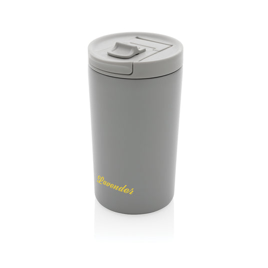 XD Collection RCS RSS double wall vacuum leakproof lock mug, black drinkware with secure lid and insulated design.