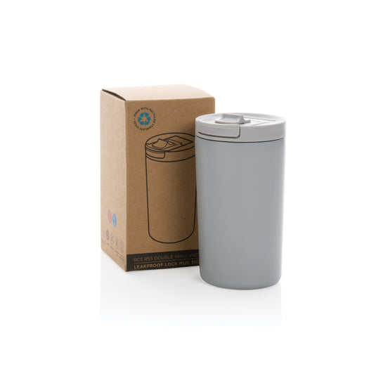 XD Collection RCS RSS double wall vacuum leakproof lock mug in black, showing insulated drinkware with secure lid and sleek design.