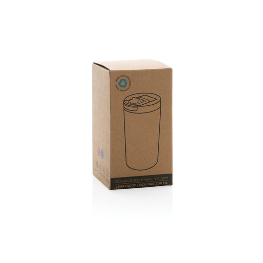 XD Collection RCS RSS double wall vacuum leakproof lock mug in stainless steel with lid and handle for hot and cold drinks.