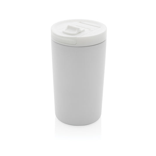 XD Collection RCS RSS double wall vacuum leakproof lock mug in stainless steel, featuring a secure lid and sleek design.