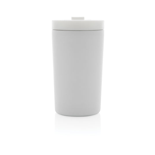 XD Collection RCS RSS double wall vacuum leakproof lock mug in stainless steel, showing the sleek insulated drinkware design.