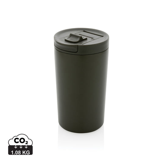 XD Collection RCS RSS double wall vacuum leakproof lock mug in sleek stainless steel, showcasing its lid and insulated design.