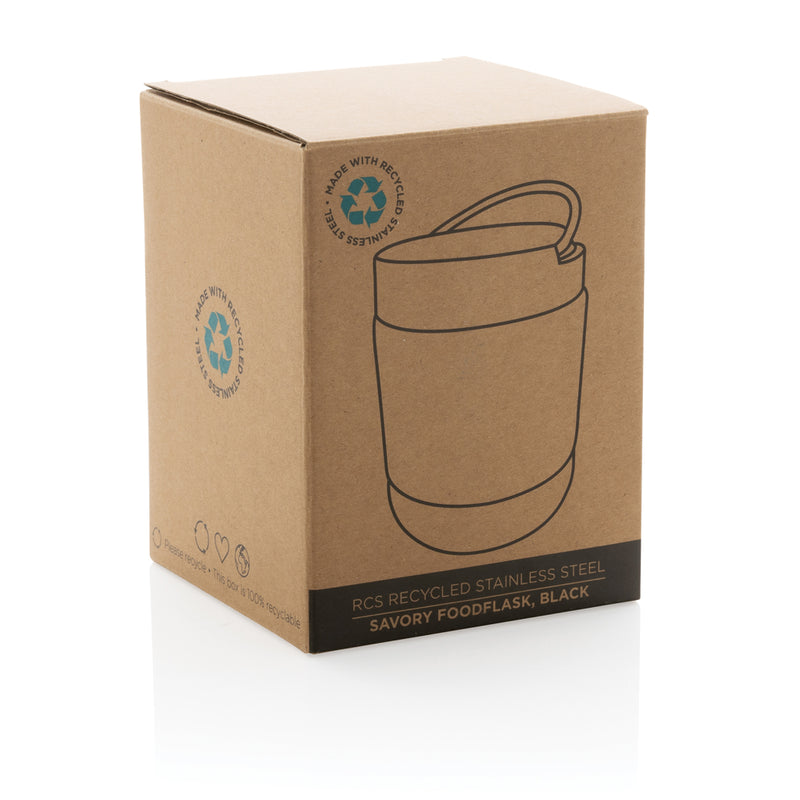 Load image into Gallery viewer, Recycled stainless steel food flask by XD Collection, RCS certified, ideal for storing hot and cold food at home or on the go.
