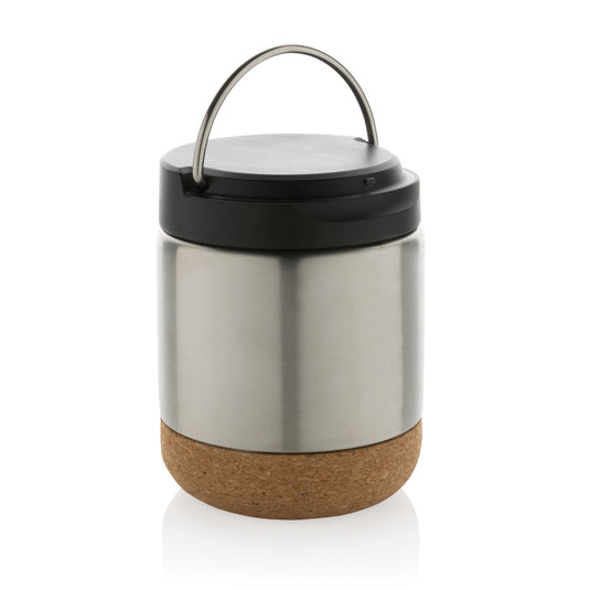 XD Collection recycled stainless steel food flask with sleek design, RCS certified, ideal for home and travel use.