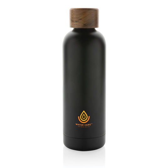 Wood RCS certified recycled stainless steel vacuum bottle - Custom Wood Designs