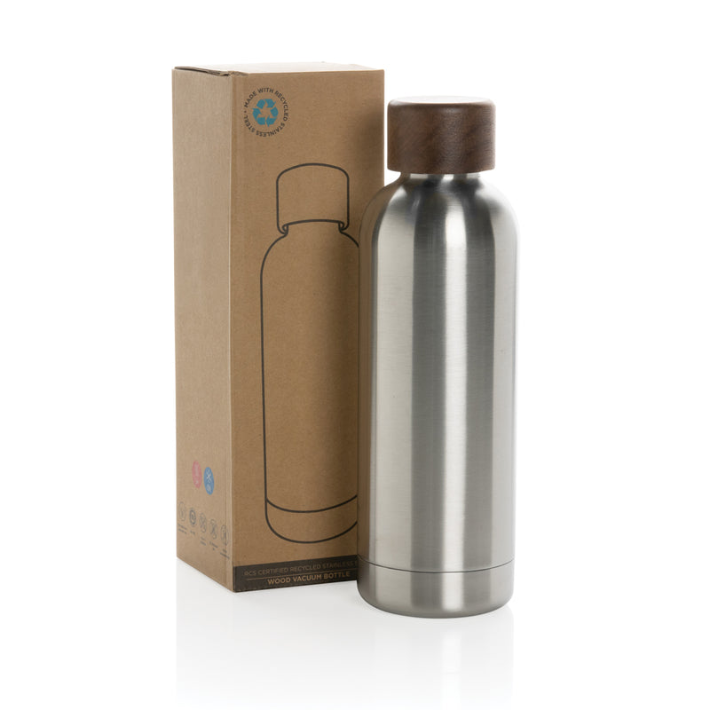 Load image into Gallery viewer, Wood RCS certified recycled stainless steel vacuum bottle - Custom Wood Designs
