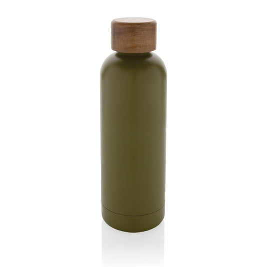 Wood RCS certified recycled stainless steel vacuum bottle - Custom Wood Designs