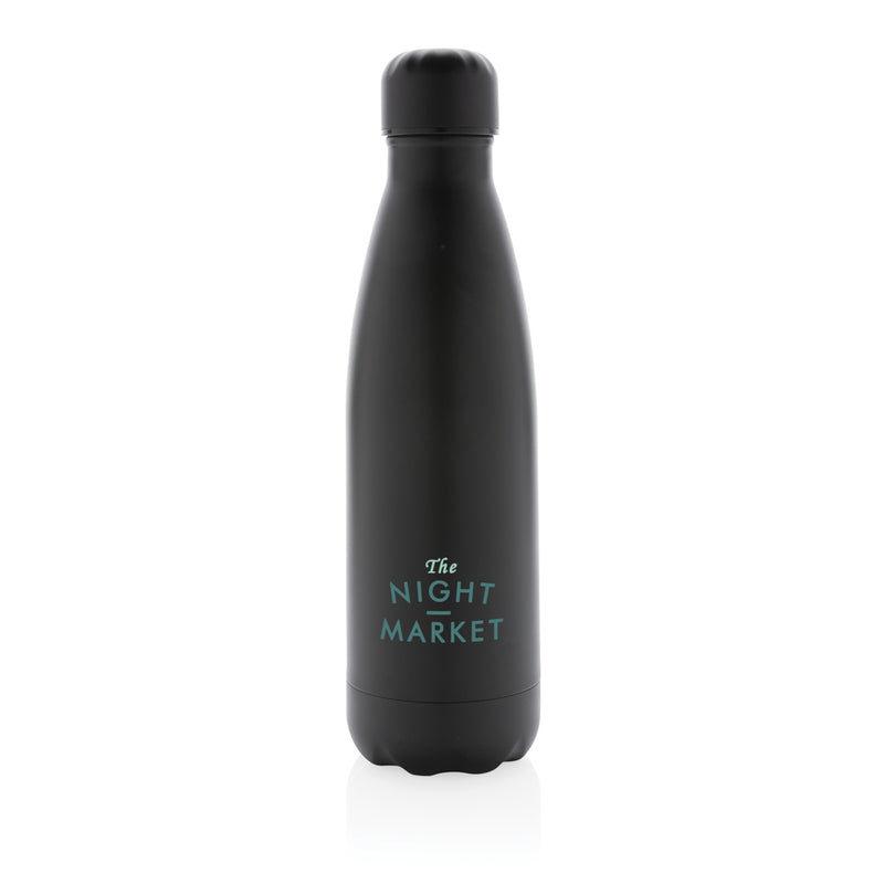 Load image into Gallery viewer, Solid color stainless steel vacuum drinkware bottle, 500 ml from XD Collection, with a sleek, cylindrical design and secure lid.
