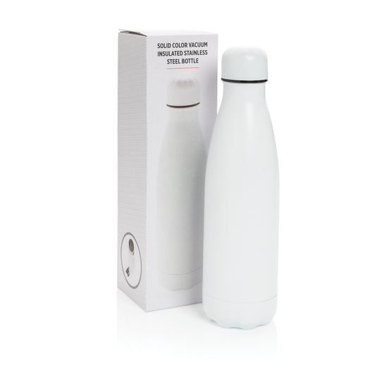 Solid color stainless steel vacuum water bottle, 500ml, from XD Collection, featuring a sleek, durable design ideal for hydration.