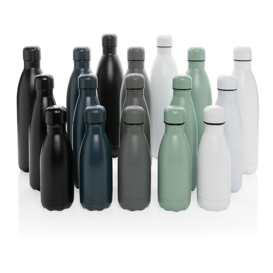 Solid color stainless steel vacuum bottle, 500 ml, from XD Collection, featuring a sleek, durable drinkware design with a secure lid.