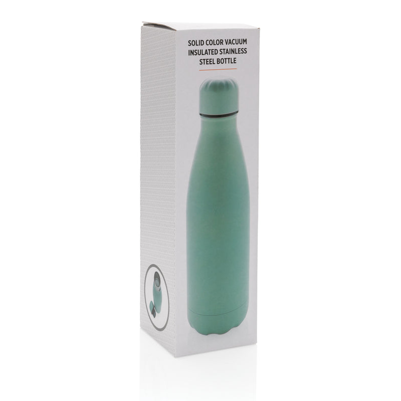 Load image into Gallery viewer, Pink solid color vacuum stainless steel water bottle, 500 ml, from XD Collection, designed for durable, insulated drinkware.
