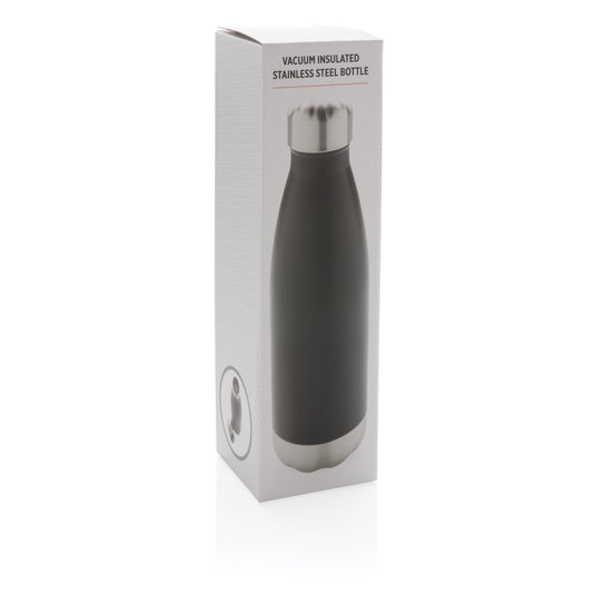Stainless steel vacuum insulated bottle from XD Collection, drinkware, showcasing a sleek, durable design with a secure lid.