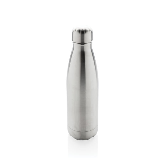 Stainless steel vacuum-insulated drinkware bottle from XD Collection, featuring a sleek design and secure lid for hot and cold beverages.