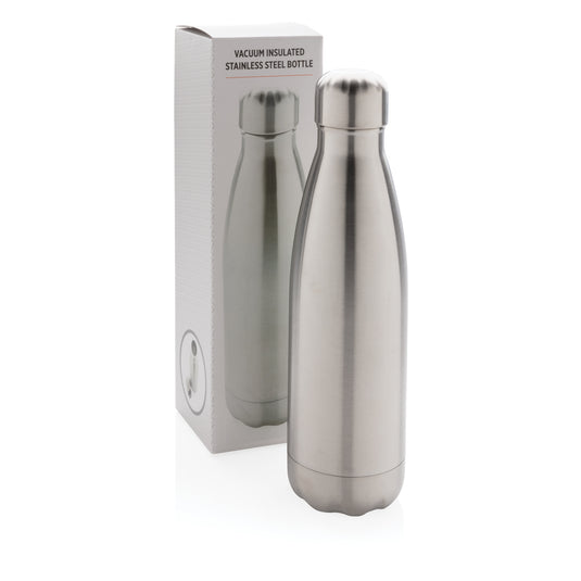 Stainless steel vacuum insulated bottle from XD Collection, durable drinkware with a sleek design and secure lid.