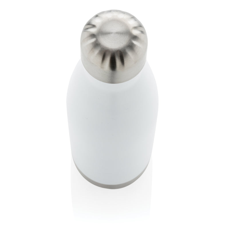 Load image into Gallery viewer, Stainless steel vacuum insulated drinkware bottle from XD Collection, showing a sleek, silver design with a secure lid.
